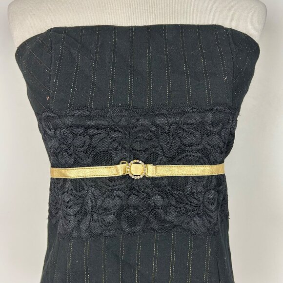 Vintage Y2K Tube Top Black & Gold Retro Whimsigoth Party Size Large Women's - Picture 3 of 6